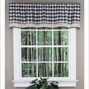 Buffalo Check Country Kitchen Valance ONLY, navy blue